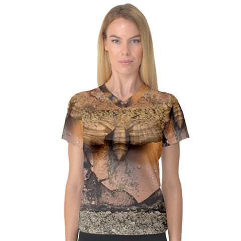 Night Moth V-neck Sport Mesh Tee by Riverwoman