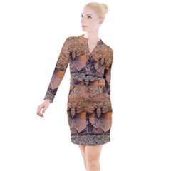 Night Moth Button Long Sleeve Dress by Riverwoman