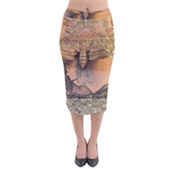 Night Moth Velvet Midi Pencil Skirt by Riverwoman