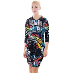 Image 1 Quarter Sleeve Hood Bodycon Dress