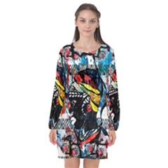 Image 1 Long Sleeve Chiffon Shift Dress 