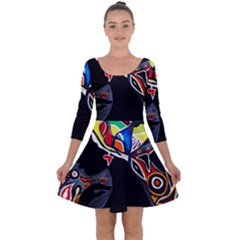 Design 3 Quarter Sleeve Skater Dress by TajahOlsonDesigns