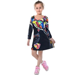 Design 3 Kids  Long Sleeve Velvet Dress by TajahOlsonDesigns