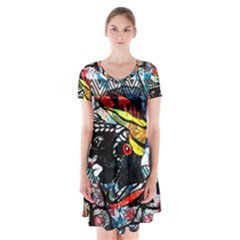 Tajah Olson Designs  Short Sleeve V-neck Flare Dress by TajahOlsonDesigns