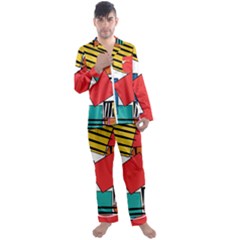 Design 9 Men s Satin Pajamas Long Pants Set by TajahOlsonDesigns