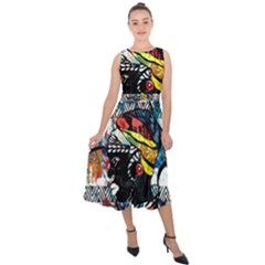 Tajah Olson Designs  Midi Tie-back Chiffon Dress by TajahOlsonDesigns