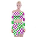 Checkerboard Again 1 Off Shoulder Top with Mini Skirt Set View1