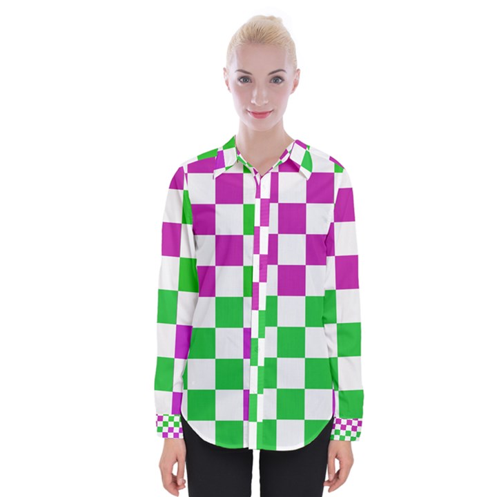 Checkerboard Again 1 Womens Long Sleeve Shirt