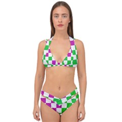 Checkerboard Again 1 Double Strap Halter Bikini Set by impacteesstreetwearseven