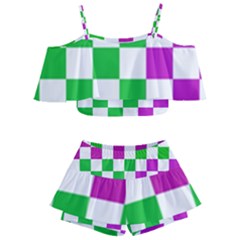 Checkerboard Again 1 Kids  Off Shoulder Skirt Bikini by impacteesstreetwearseven