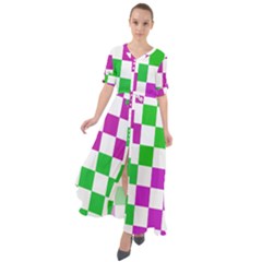 Checkerboard Again 1 Waist Tie Boho Maxi Dress