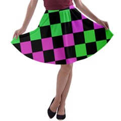 Checkerboard Again 1a A-line Skater Skirt by impacteesstreetwearseven