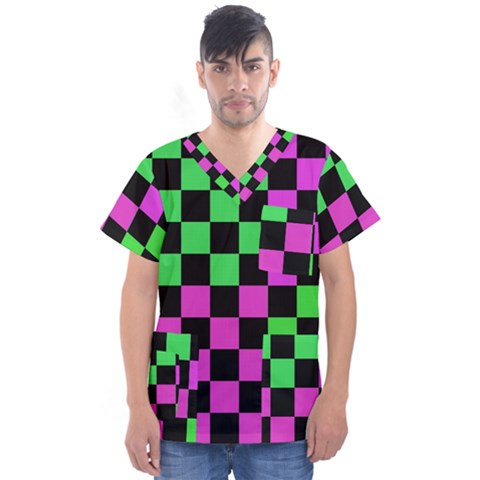 Checkerboard Again 1a Men s V-neck Scrub Top by impacteesstreetwearseven