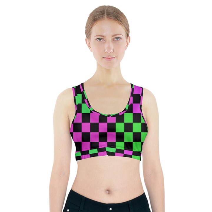 Checkerboard Again 1a Sports Bra With Pocket