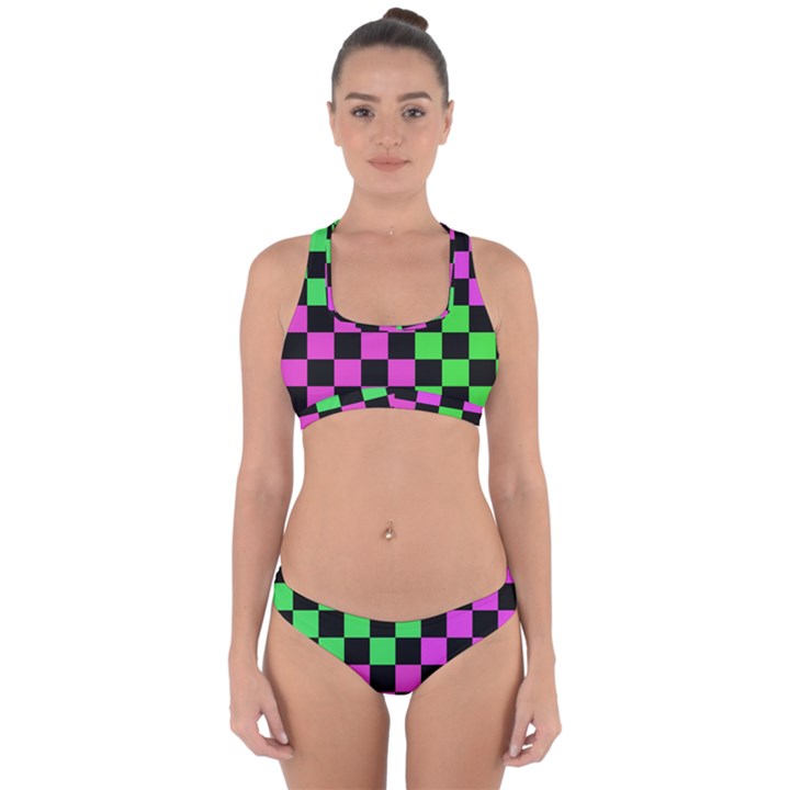 Checkerboard Again 1a Cross Back Hipster Bikini Set