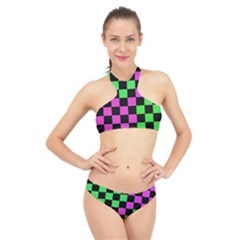 Checkerboard Again 1a High Neck Bikini Set by impacteesstreetwearseven