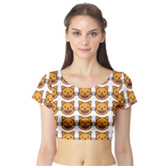 Cat Short Sleeve Crop Top by ArtworkByPatrick