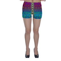 Signs Of Peace  In A Amazing Floral Gold Landscape Skinny Shorts by pepitasart