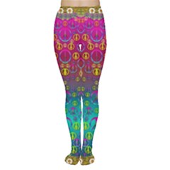 Signs Of Peace  In A Amazing Floral Gold Landscape Tights by pepitasart