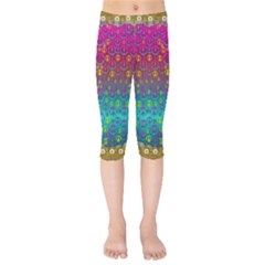 Signs Of Peace  In A Amazing Floral Gold Landscape Kids  Capri Leggings  by pepitasart