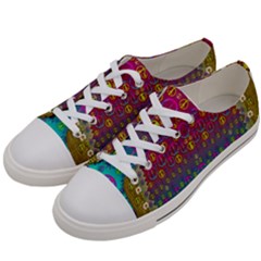 Signs Of Peace  In A Amazing Floral Gold Landscape Women s Low Top Canvas Sneakers by pepitasart