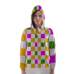 Checkerboard Again 3 Women s Hooded Windbreaker