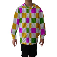 Checkerboard Again 3 Kids  Hooded Windbreaker