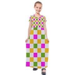 Checkerboard Again 3 Kids  Short Sleeve Maxi Dress by impacteesstreetwearseven