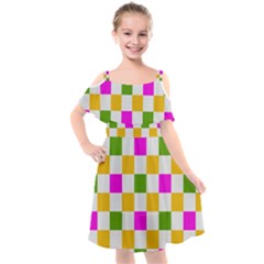 Checkerboard Again 3 Kids  Cut Out Shoulders Chiffon Dress