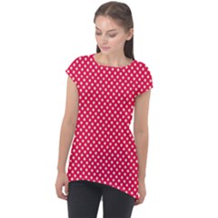 Red With White Polka Dots Cap Sleeve High Low Top by VeataAtticus