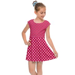 Red With White Polka Dots Kids  Cap Sleeve Dress by VeataAtticus