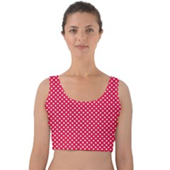 Red With White Polka Dots Velvet Crop Top by VeataAtticus