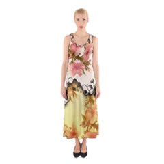 A Touch Of Vintage, Floral Design Sleeveless Maxi Dress by FantasyWorld7