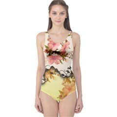 A Touch Of Vintage, Floral Design One Piece Swimsuit by FantasyWorld7