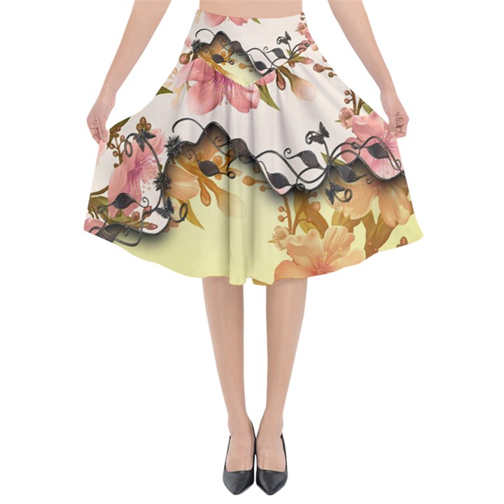 A Touch Of Vintage, Floral Design Flared Midi Skirt