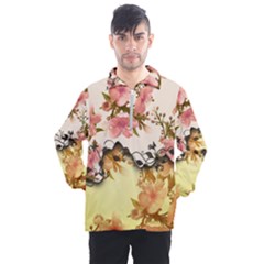 A Touch Of Vintage, Floral Design Men s Half Zip Pullover by FantasyWorld7