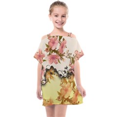 A Touch Of Vintage, Floral Design Kids  One Piece Chiffon Dress