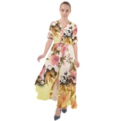 A Touch Of Vintage, Floral Design Waist Tie Boho Maxi Dress