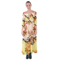 A Touch Of Vintage, Floral Design Button Up Maxi Dress