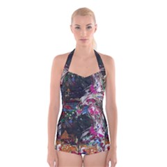 Wild Swans Boyleg Halter Swimsuit 