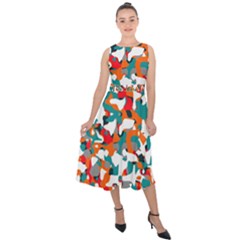 Pop Art Camouflage 1 Midi Tie-back Chiffon Dress