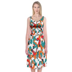 Pop Art Camouflage 1 Midi Sleeveless Dress