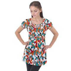 Pop Art Camouflage 1 Puff Sleeve Tunic Top by impacteesstreetweareight