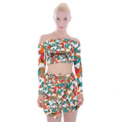 Pop Art Camouflage 1 Off Shoulder Top With Mini Skirt Set