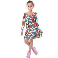 Pop Art Camouflage 1 Kids  Long Sleeve Velvet Dress by impacteesstreetweareight