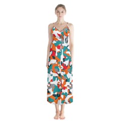 Pop Art Camouflage 1 Button Up Chiffon Maxi Dress