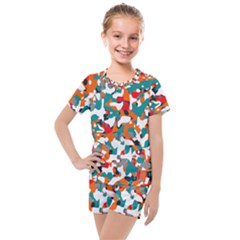 Pop Art Camouflage 1 Kids  Mesh Tee And Shorts Set