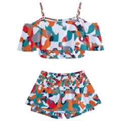 Pop Art Camouflage 1 Kids  Off Shoulder Skirt Bikini