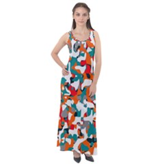 Pop Art Camouflage 1 Sleeveless Velour Maxi Dress