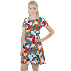 Pop Art Camouflage 1 Cap Sleeve Velour Dress 